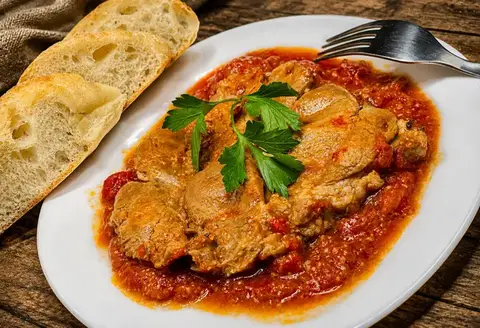 Ceafă de porc în sos de roșii