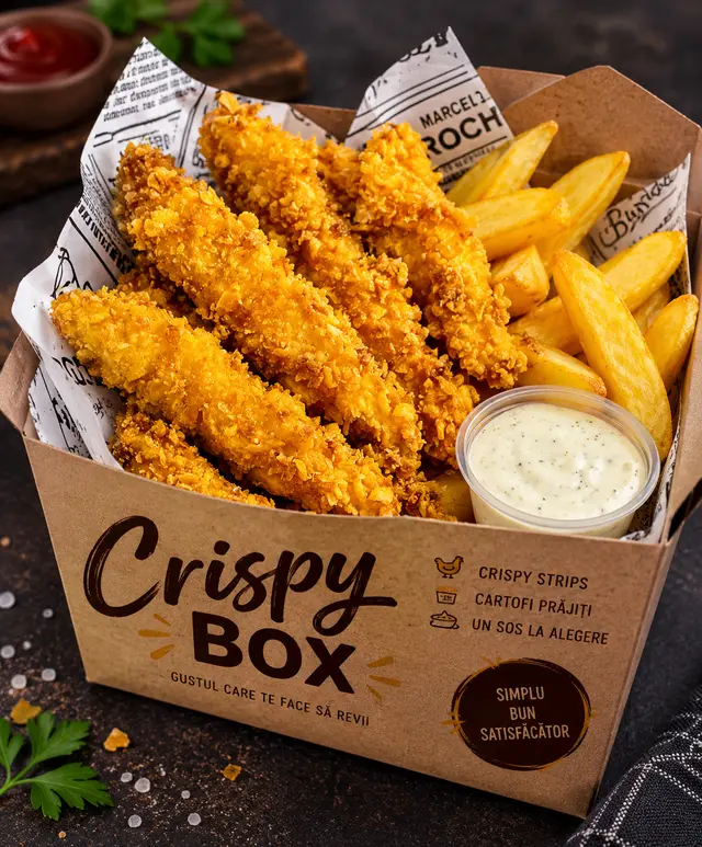 Crispy Strips cu cartofi prăjiți · Box